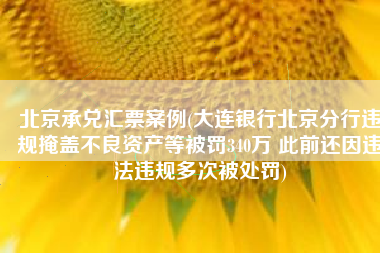 北京承兑汇票案例(大连银行北京分行违规掩盖不良资产等被罚340万 此前还因违法违规多次被处罚)
