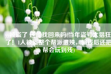 yy被盗了 还能找回来吗(当年盗号太猖狂了！1人被盗整个帮派遭殃，骗钱后还把帮会玩到残)