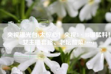 央视曝光台(太惊心！央视3·15曝猛料！女主播套路、老坛酸菜?…)