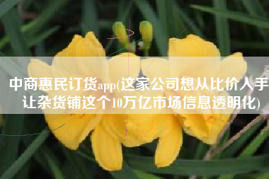 中商惠民订货app(这家公司想从比价入手，让杂货铺这个10万亿市场信息透明化)