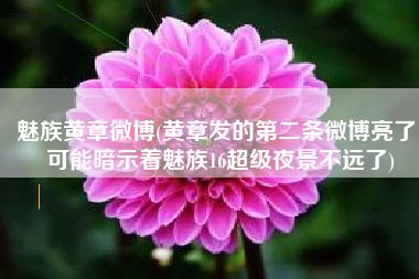 魅族黄章微博(黄章发的第二条微博亮了！可能暗示着魅族16超级夜景不远了)