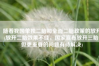 随着我国单独二胎和全面二胎政策的放开(放开二胎效果不佳，国家宣布放开三胎，但更重要的问题有待解决)