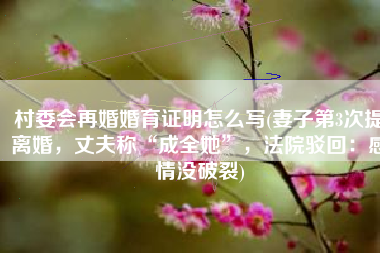 村委会再婚婚育证明怎么写(妻子第3次提离婚，丈夫称“成全她”，法院驳回：感情没破裂)