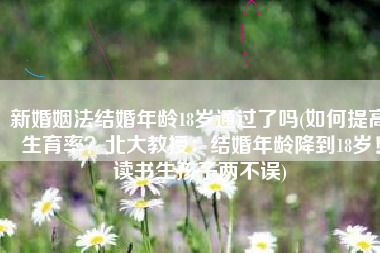 新婚姻法结婚年龄18岁通过了吗(如何提高生育率？北大教授：结婚年龄降到18岁！读书生孩子两不误)