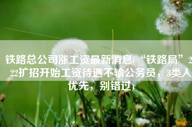 铁路总公司涨工资最新消息(“铁路局”2022扩招开始工资待遇不输公务员，3类人优先，别错过)