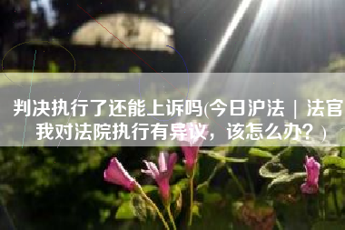 判决执行了还能上诉吗(今日沪法 | 法官，我对法院执行有异议，该怎么办？)