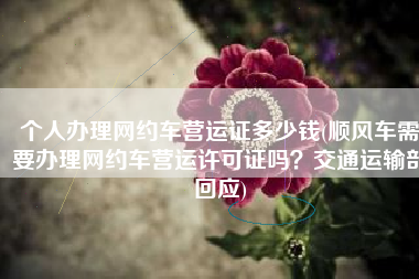 个人办理网约车营运证多少钱(顺风车需要办理网约车营运许可证吗？交通运输部回应)