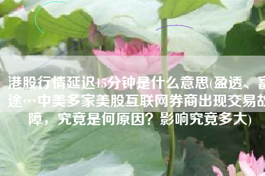 港股行情延迟15分钟是什么意思(盈透、富途…中美多家美股互联网券商出现交易故障，究竟是何原因？影响究竟多大)