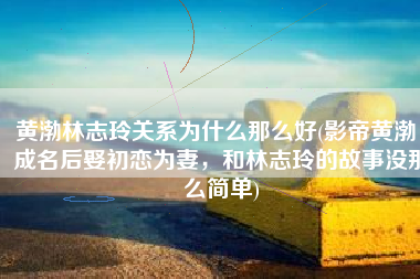 黄渤林志玲关系为什么那么好(影帝黄渤：成名后娶初恋为妻，和林志玲的故事没那么简单)