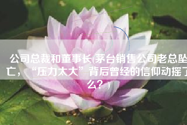 公司总裁和董事长(茅台销售公司老总坠亡，“压力太大”背后曾经的信仰动摇了么？)