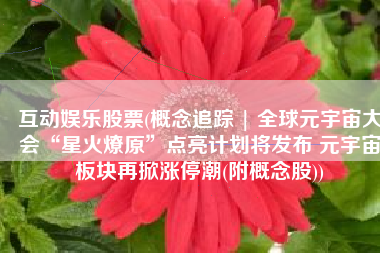 互动娱乐股票(概念追踪 | 全球元宇宙大会“星火燎原”点亮计划将发布 元宇宙板块再掀涨停潮(附概念股))