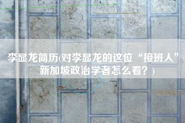 李显龙简历(对李显龙的这位“接班人”，新加坡政治学者怎么看？)