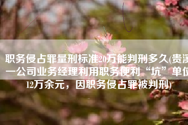 职务侵占罪量刑标准20万能判刑多久(贵溪一公司业务经理利用职务便利“坑”单位12万余元，因职务侵占罪被判刑)