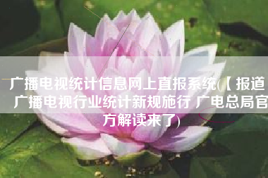 广播电视统计信息网上直报系统(【报道】广播电视行业统计新规施行 广电总局官方解读来了)