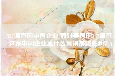 337调查的中国企业(面对美国的337调查，这家中国企业靠什么赢得最终胜利？)