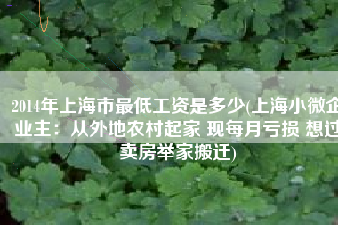 2014年上海市最低工资是多少(上海小微企业主：从外地农村起家 现每月亏损 想过卖房举家搬迁)