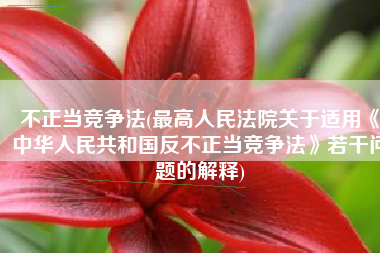 不正当竞争法(最高人民法院关于适用《中华人民共和国反不正当竞争法》若干问题的解释)