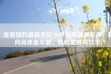 吴敬琏的最新言论(90岁吴敬琏再发声：转向高质量发展，核心是提高效率)