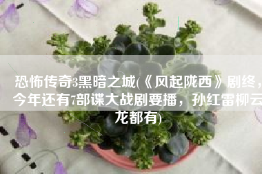 恐怖传奇3黑暗之城(《风起陇西》剧终，今年还有7部谍大战剧要播，孙红雷柳云龙都有)