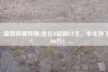霹雳哔哩哔哩(我在B站做UP主，半年挣了100万)