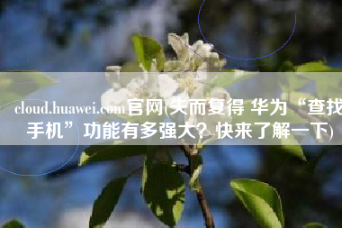 cloud.huawei.com官网(失而复得 华为“查找手机”功能有多强大？快来了解一下)