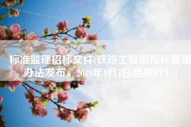 标准监理招标文件(铁路工程招投标管理办法发布，2019年1月1日起施行！)