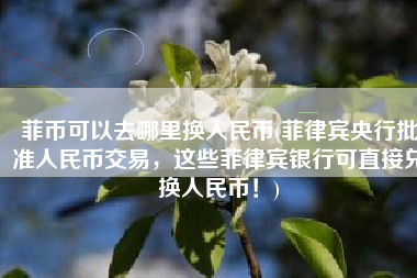 菲币可以去哪里换人民币(菲律宾央行批准人民币交易，这些菲律宾银行可直接兑换人民币！)