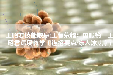 王昭君技能顺序(王者荣耀：国服榜一王昭君深度教学（连招要点/冻人冰法）)