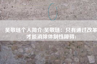 吴敬琏个人简介(吴敬琏：只有通过改革才能消除体制性障碍)