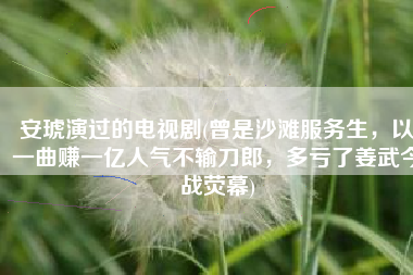 安琥演过的电视剧(曾是沙滩服务生，以一曲赚一亿人气不输刀郎，多亏了姜武今战荧幕)