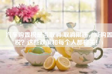 汽车购置税是否取消(取消限迁，减购置税？这些政策和每个人都相关！)
