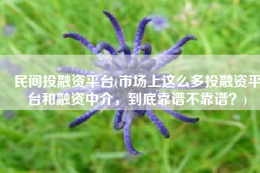 民间投融资平台(市场上这么多投融资平台和融资中介，到底靠谱不靠谱？)