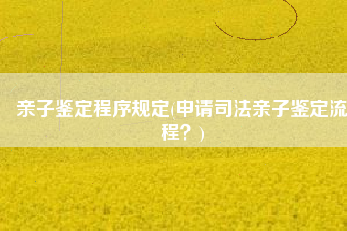 亲子鉴定程序规定(申请司法亲子鉴定流程？)