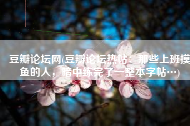 豆瓣论坛网(豆瓣论坛热帖：那些上班摸鱼的人，暗中练完了一整本字帖…)