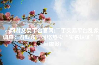 qq网游交易平台官网(二手交易平台乱象调查：游戏账号网络热卖“实名认证”形同虚设)