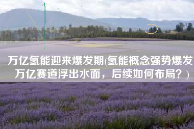 万亿氢能迎来爆发期(氢能概念强势爆发，万亿赛道浮出水面，后续如何布局？)