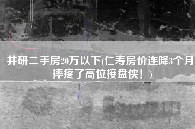 井研二手房20万以下(仁寿房价连降3个月，摔疼了高位接盘侠！)