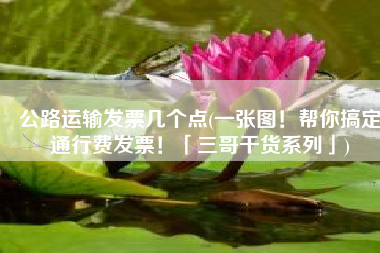 公路运输发票几个点(一张图！帮你搞定通行费发票！「三哥干货系列」)