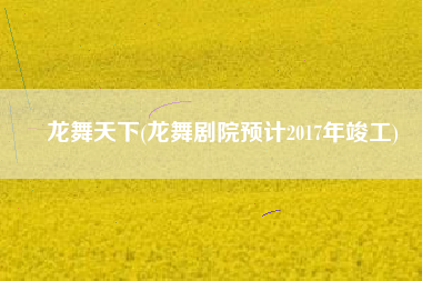 龙舞天下(龙舞剧院预计2017年竣工)