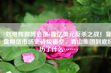 刘煜辉微博会员(百亿美元反杀之战！复盘期货市场史诗级逼空，青山集团到底经历了什么……)