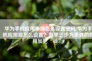 华为手机应用市场怎么设置密码(华为手机应用锁怎么设置？简单三步为重要的应用加把“锁”)