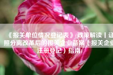 《报关单位情况登记表》(政策解读丨证照分离改革后的报关企业备案（报关企业注册登记）指南)