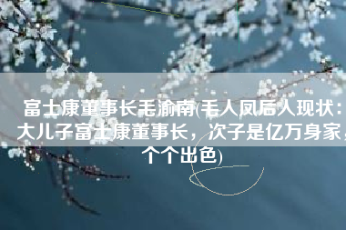 富士康董事长毛渝南(毛人凤后人现状：大儿子富士康董事长，次子是亿万身家，个个出色)