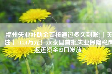 福州失业补助金审核通过多久到账(「关注」714.4万元！永泰县首批失业保险稳岗返还资金23日发放)