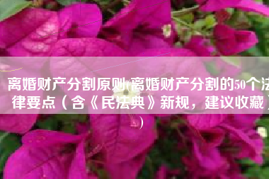 离婚财产分割原则(离婚财产分割的50个法律要点（含《民法典》新规，建议收藏）)