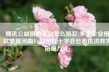 腾讯公益捐助平台怎么捐款(多家企业捐款驰援河南！郑州红十字会公布抗洪救灾捐赠方式)