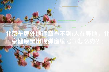 北京车牌外地违章查不到(人在异地，北京健康宝出现弹窗编号③怎么办？)