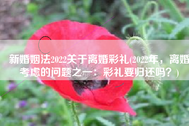 新婚姻法2022关于离婚彩礼(2022年，离婚考虑的问题之一：彩礼要归还吗？)
