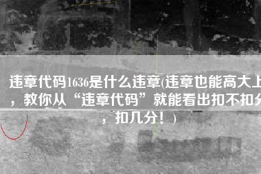 违章代码1636是什么违章(违章也能高大上，教你从“违章代码”就能看出扣不扣分，扣几分！)