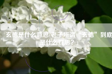 玄德是什么意思(老子所谓“玄德”到底是什么意思？)